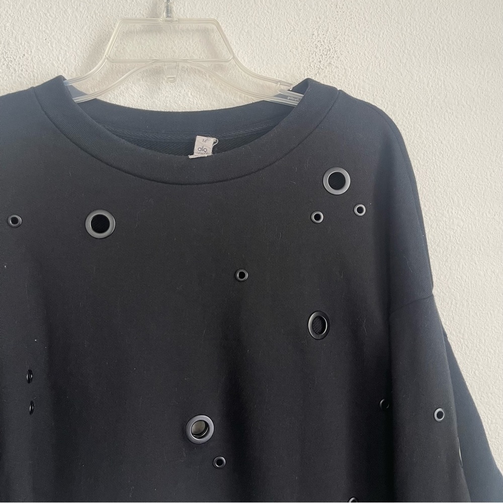 ALO Yoga Black Eyelet-Detail Sweatshirt